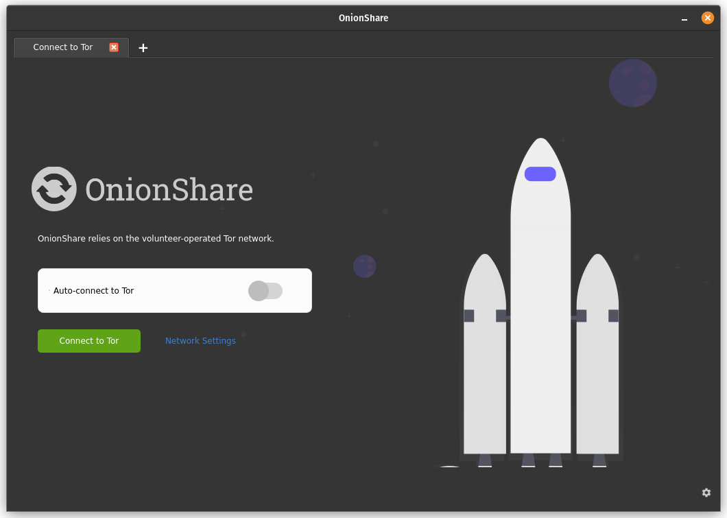 Screenshot of OnionShare running in Flatpak