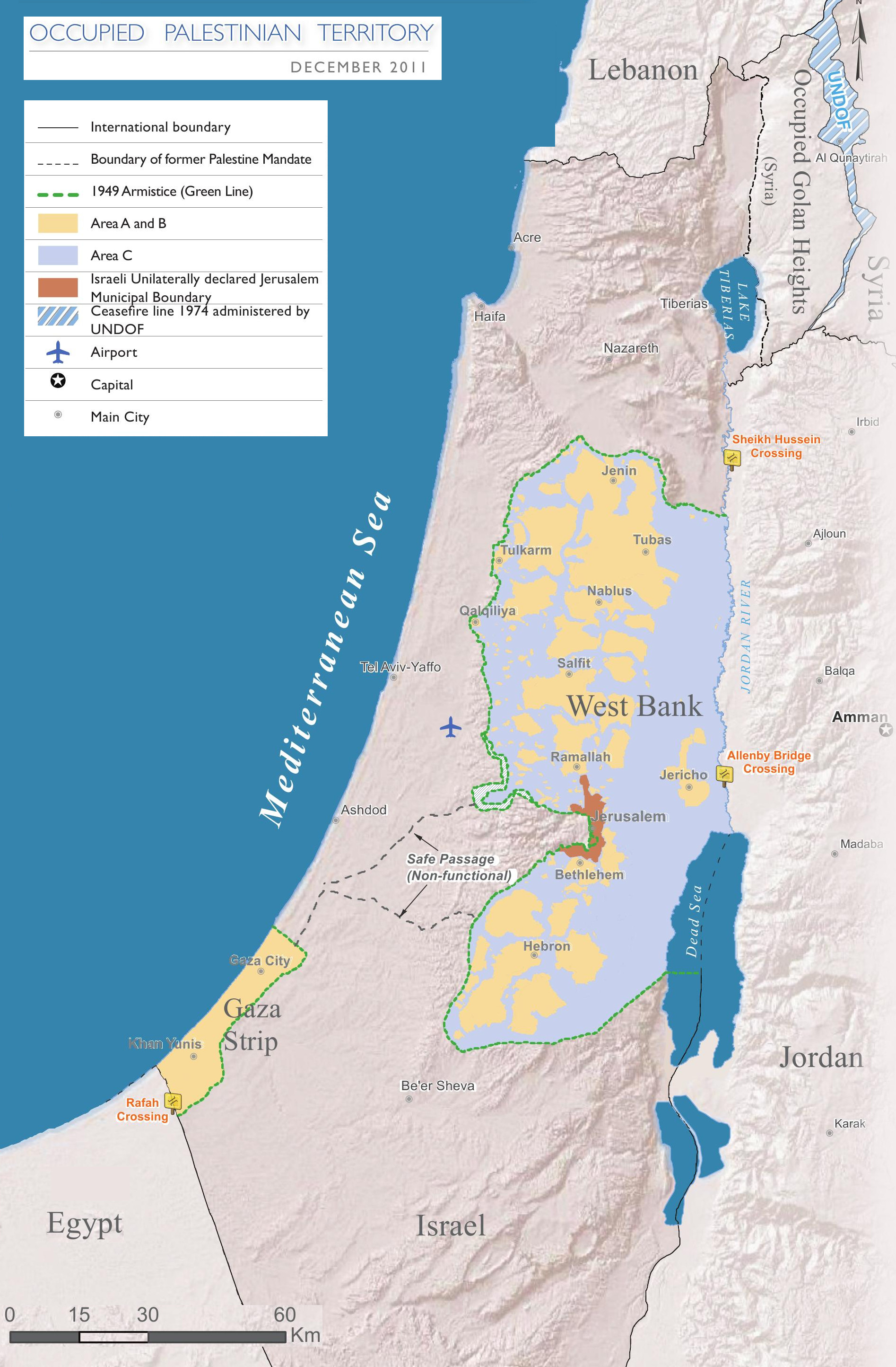 Map of the occupied Palestinian territories from 2011