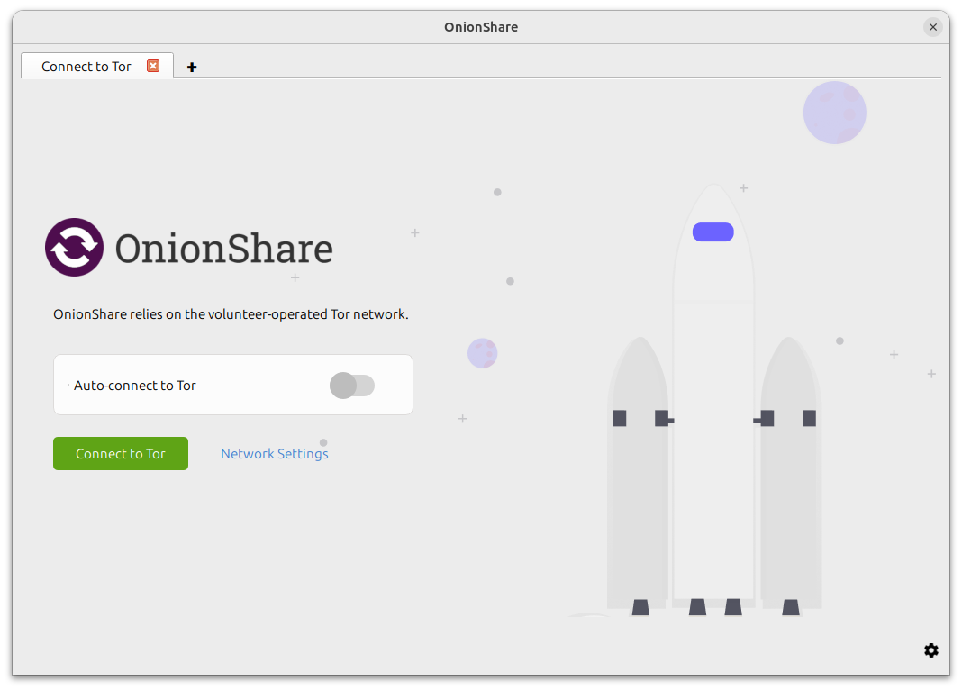 OnionShare running in Snapcraft