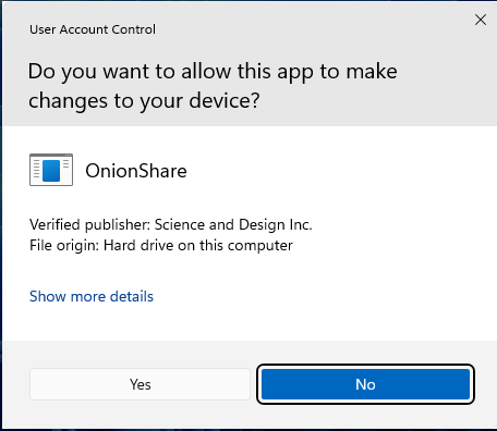 OnionShare UAC